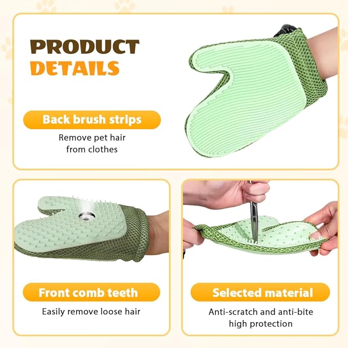 All-in-One Grooming Mist Glove for Pets, Cat Grooming Steam Gloves, Double Sided Pet Hair Remover Gloves for Clothes Furniture, Removal Glove Tool For Long Short Curly Dogs Cats Hair (Pink+Blue)