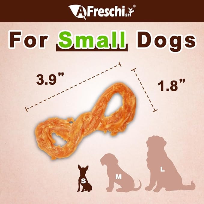 Afreschi Natural Turkey Tendon Rope (S) 8 oz, USA-Sourced Turkey Tendon, All Natural Puppy Chew, Hypoallergenic, Rawhide Alternative, for Small Breeds