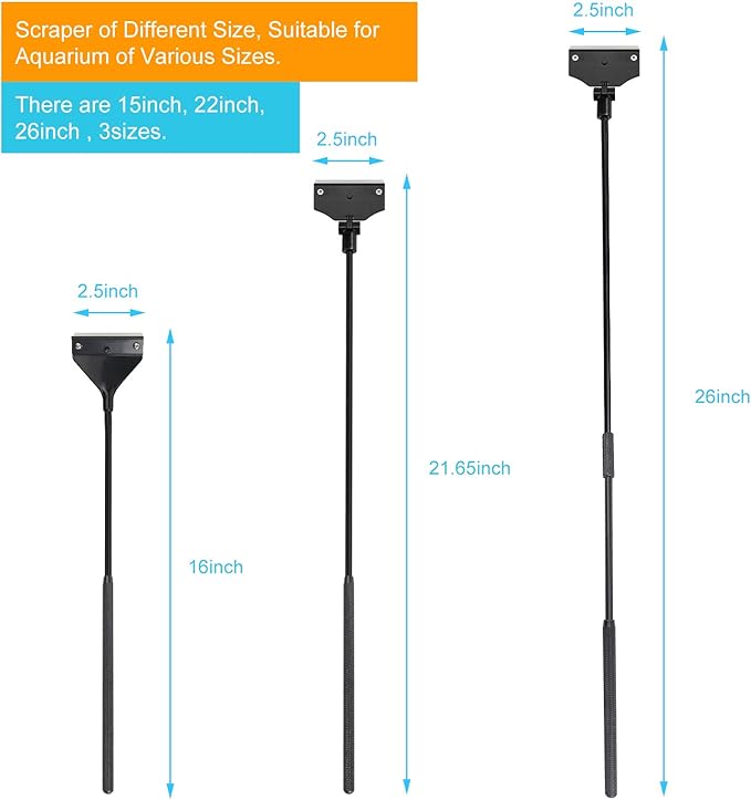 Algae Scraper for Glass Aquariums, Fish Tank Cleaner, Aquarium Algae Scrapers with 10 Stainless Steel Blades.