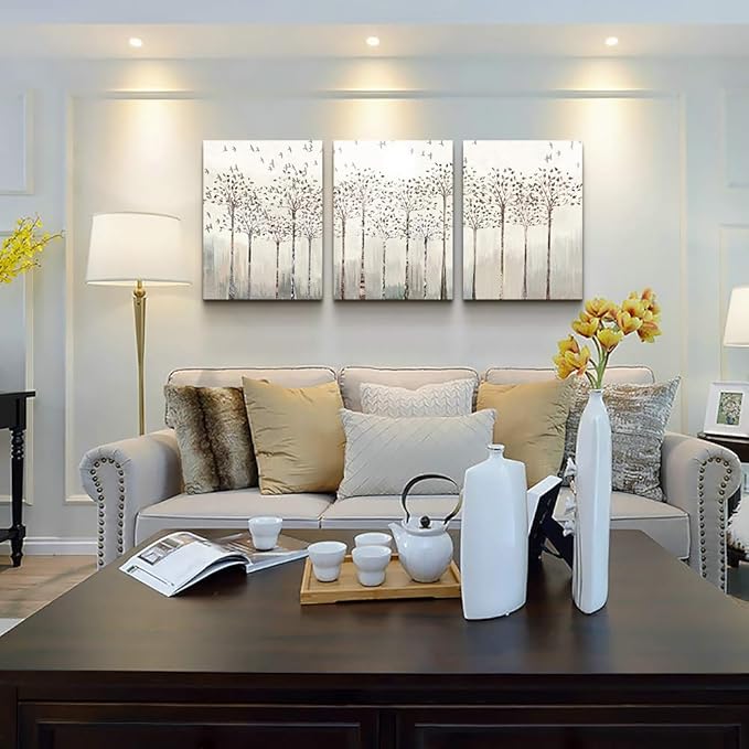 trees and birds Abstract Paintings Canvas Prints Wall Art for Bedroom Bathroom Wall Decor office Artworks Pictures Wall Decorations for Living Room,3 Piece Sunrise and sunset Modern Home Decoration