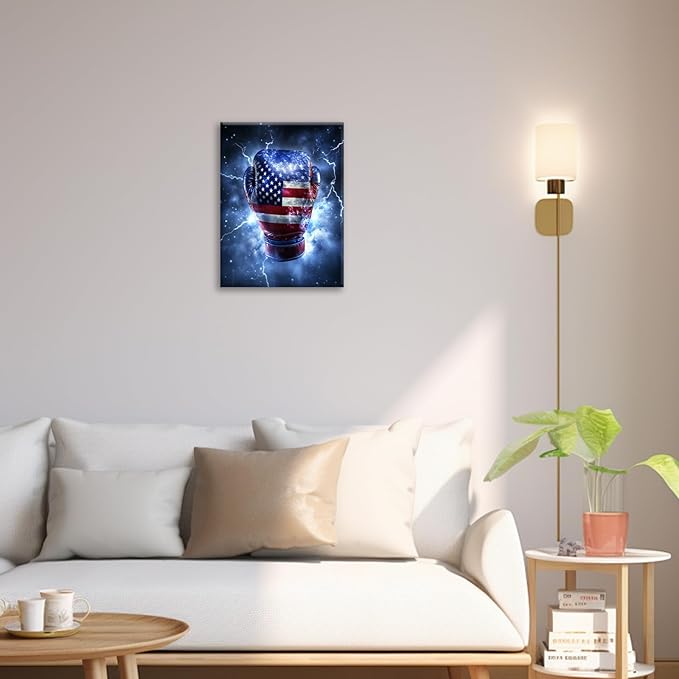 Sports Boxing Wall Art Canvas American Flag Wall Decor Prints Framed Painting Pictures Gifts Artwork for Bathroom Living Dining Room 16"x20"