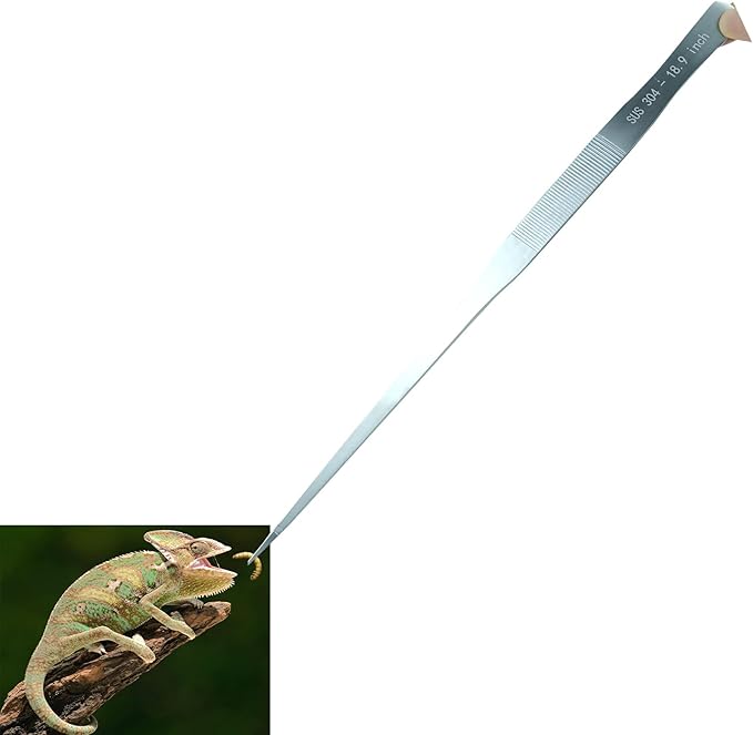 Extra Long Tweezers, Aquascape Tools, 18.9 inch Fecsam Aquarium Stainless Steel Large Feeding Tongs for Fish Tank, Terrarium，Aquascaping, Reptile Snake (Straight)