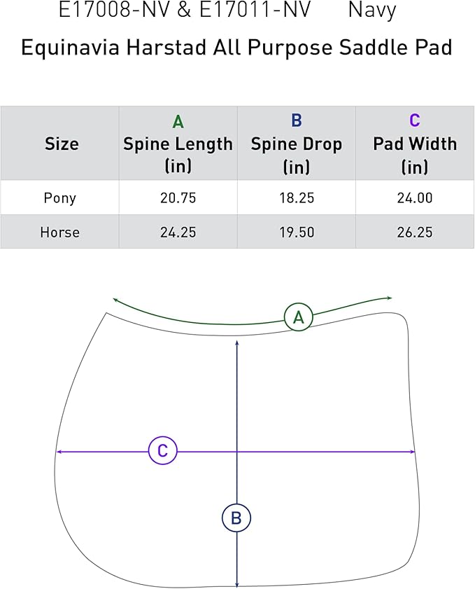 Equinavia Harstad All Purpose Saddle Pad | Classic & Durable | Moisture-Wicking Tricot Backing