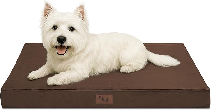 Outdoor Dog Bed for Small Dogs, Waterproof Dog Crate Bed for Small Dogs, Orthopedic Egg Crate Foam Puppy Beds with Washable and Removable Oxford Cover, Brown