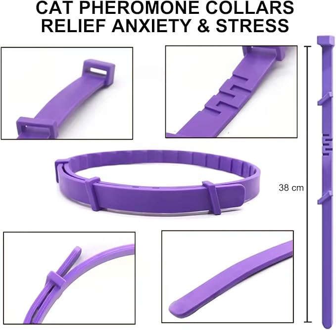 Calming Collar for Cats 4 Pack - Pheromone Collar for Stress and Anxiety Relief, Lasts 60 Days, Adjustable, Water-Resistant & Breakaway Design to Make Cats Relaxed