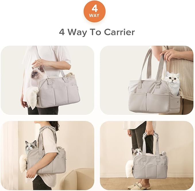 Dog Carriers for Small Dogs, Soft Sided Folding Small Dog Carrier for Dogs Medium Cats Puppies up to 13 Lbs, Washable Breathable Puppy Carrie Carrier for Outdoor Travel (Small Gray)