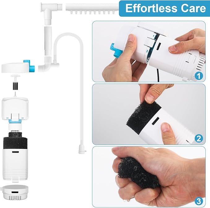 Aquarium Filter with U-V Light & Timer for 4–40 Gallon Fish Tanks, Submersible Internal Filter with Flow Control, Sponge Filtration & Aeration, Quiet Power Pump for Freshwater Saltwater Tanks