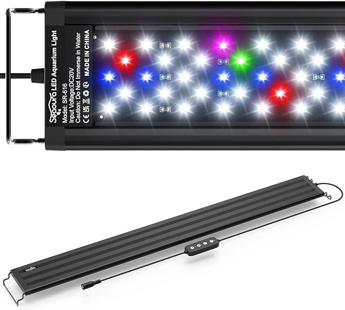 Led Aquarium Light for Plants-Full Spectrum Fish Tank Light with Timer Auto On/Off, 30-36 Inch, Adjustable Brightness, White Blue Red Green Pink LEDs with Extendable Brackets for Freshwater