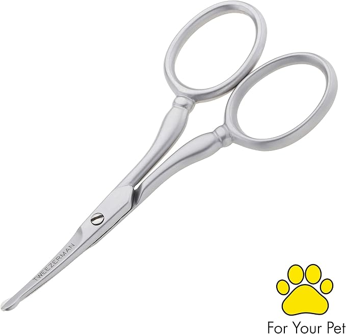Tweezerman Pet Grooming Scissors, Stainless Steel Rounded Tip Trimming Shears for Dogs and Cats