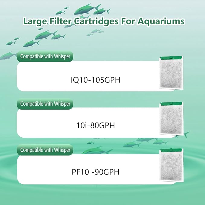 Aquarium Filter Cartridge Compatible with Whisper Power Filters,Replacement Filter Cartridges for IQ10-105GPH (Medium, 3-Pack)