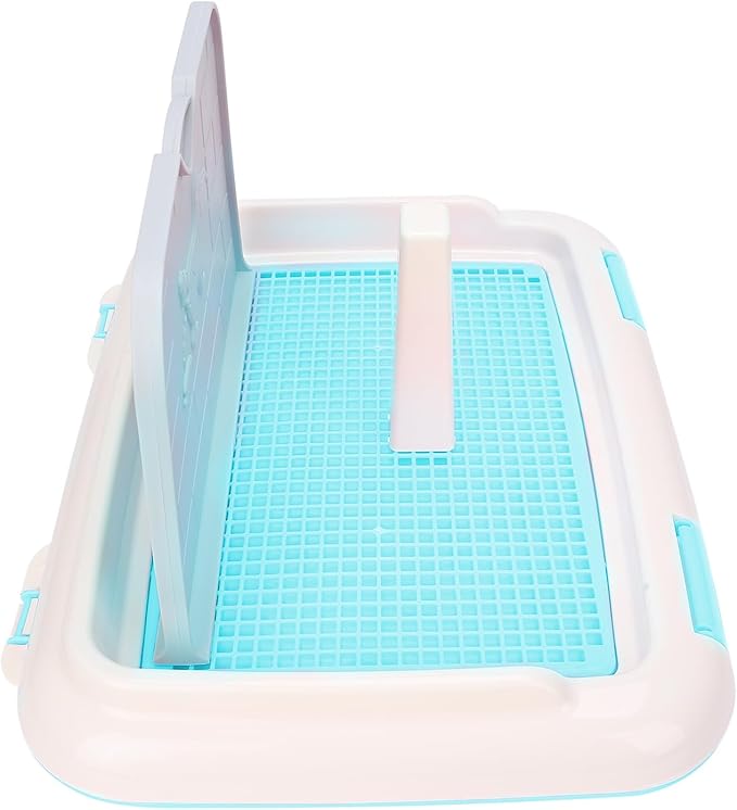 Indoor Dog Potty Tray, Miniature Poodle Dog Pad Holder Tray, Puppy Training Anti Slide Plastic Potty Tray Dog Toilet, Dog Litter Box for Small and Medium Dogs (Blue)