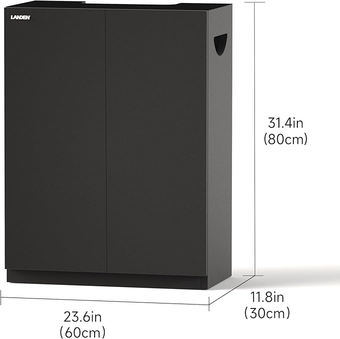 LANDEN Aquarium Wooden Stand and Cabinet Fish Reptile Sea Salt WaterTank Stand, Nano Foam Leveling Mat Included, W23.6xD11.8xH31.49in, Matte Black Painted (Stand Only)