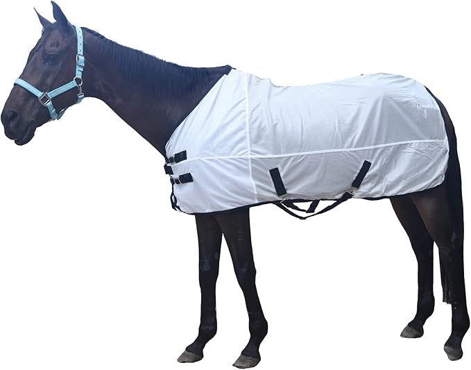 Comfy Mesh Horse Fly Sheet Equine Summer Sheets Stand Neck White 84