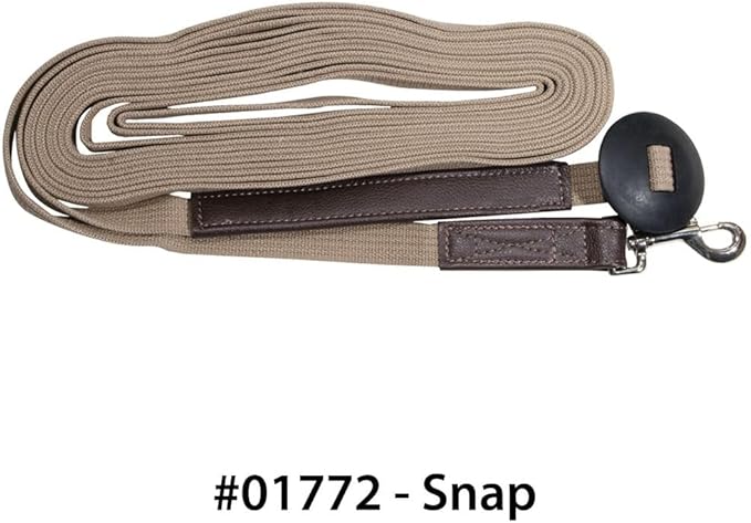 Dura-Tech German Web Cord Lunge Line for Horses | Soft Grip Ribbed Webbing | Lightweight & Durable | Nickel-Plated Snap or Chain Options | Lunch Line with Swivel End and Snap