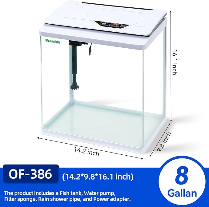 8 Gallon High-Transparency Fish Tanks, Betta and Goldfish Tanks with Filter, Light, Seven-Color LED, Integrated Oxygenation, Filtration, and Circulation, and Aquarium Starter Kits