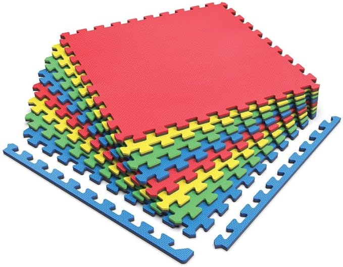 Norsk Reversible Kids Puzzle Play Mats 1/2" Thick EVA Interlocking Foam Tiles (Multicolor/Black 20 Tiles - 80 sq. Ft. 1/2" Thick)