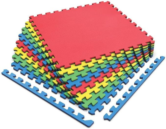 Norsk Reversible Kids Puzzle Play Mats 1/2" Thick EVA Interlocking Foam Tiles (Multicolor/Black 36 Tiles - 144 sq. Ft. 1/2" Thick)