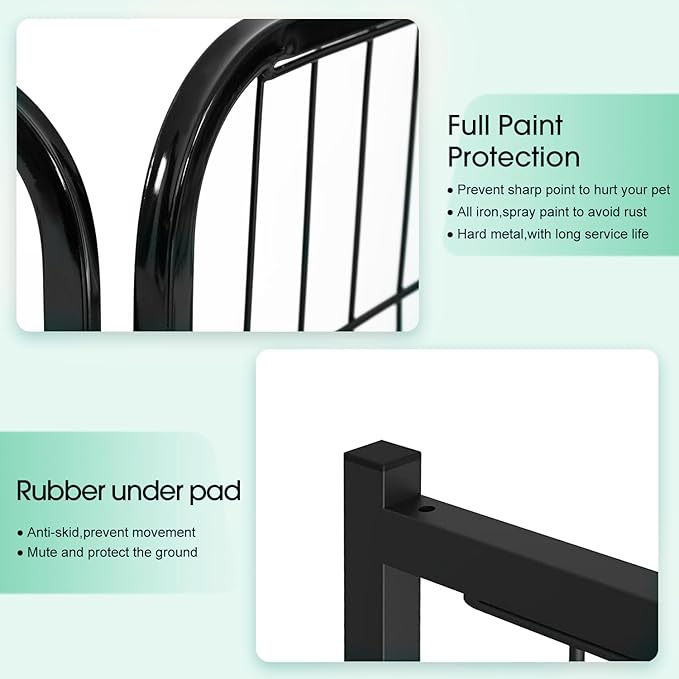 BestPet Dog Playpen Indoor 40 inch 16 Panels Metal Dog Pen Pet Dog Fence Outdoor Exercise Pen with Doors,Pet Puppy Playpen for RV Camping Yard, Black