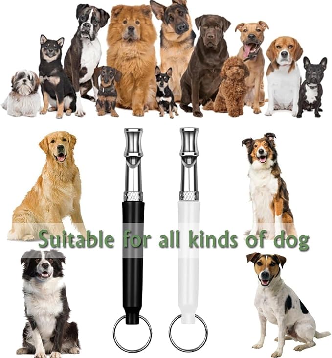 Dog Whistle - Stop Barking Neighbors Dog, Ultra-Wide Frequency Ultrasonic Silent Dog Whistle for Dog, 2 Pack Professional Recall Dog Training Whistles