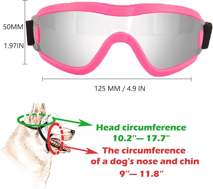 Medium Dog Sunglasses with Adjustable Strap UV Protection, Winproof Puppy Sunglasses, Suitable for Dogs Eyes Protection，Soft Dog Goggles