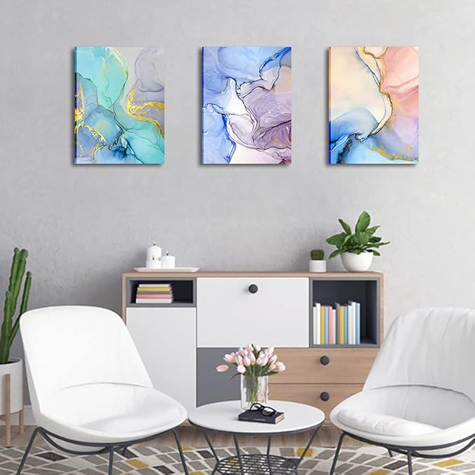 Abstract Wall Decor For Living Room Canvas Wall Art Paintings For Bedroom Colorful Color Abstract Wall Artworks Pictures For Office Kitchen Decoration Bathroom Home Decorations Art 3 Piece 12x16 Inch