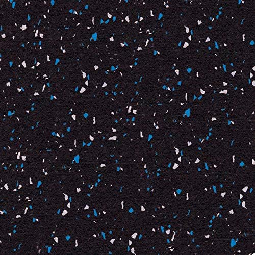 American Floor Mats 1/4in (7mm) Thick 10% Blue/Grey 4' x 16' Heavy Duty Rubber Rolls, Protective Exercise Mats, Home Gym Rubber Flooring