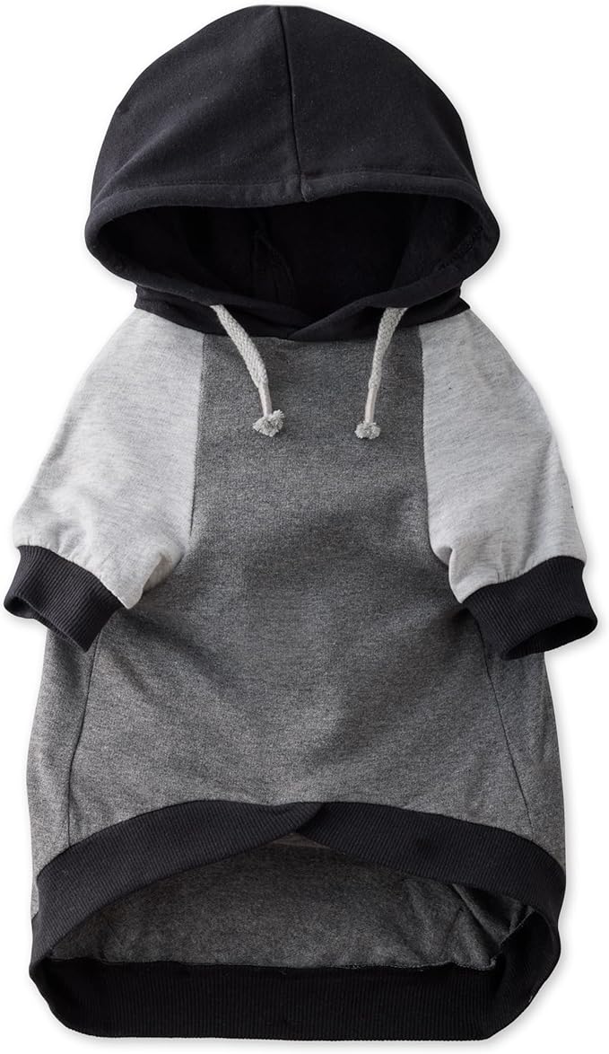 Rocky – The Orginal Lightweight Hooded TEE 100% Organic Cotton Dog Hoodie Pet Coat Sweater for Small, Medium, Large Dogs, Black Color Block, X-Small