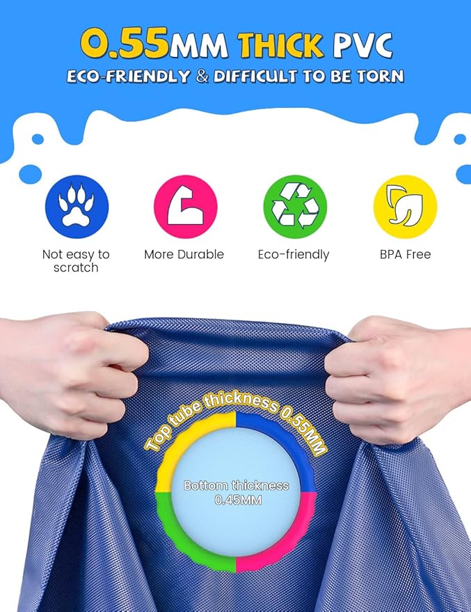 VISTOP Non-Slip Splash Pad for Kids, Thicken Sprinkler Pool Summer Outdoor Water Toys - Fun Backyard Fountain Play Mat for Baby Girls Boys Children or Pet Dog (77 inch, Red&Yellow&Green&Blue)