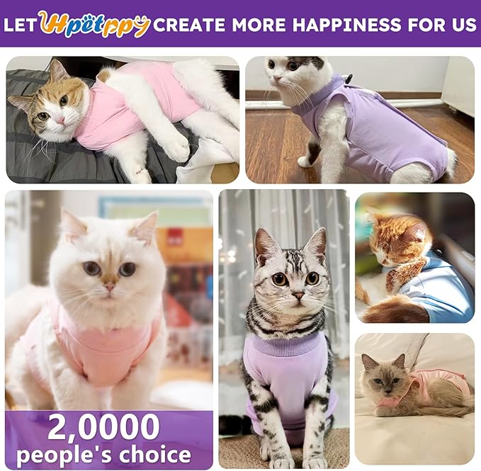 Cat Recovery Suit, Breathable Cat Surgery Recovery Suit Female, Cat Onesie for Cats After Surgery Spay Surgical Abdominal Wound Skin Diseases Cone of Shame Alternative Purple(M)