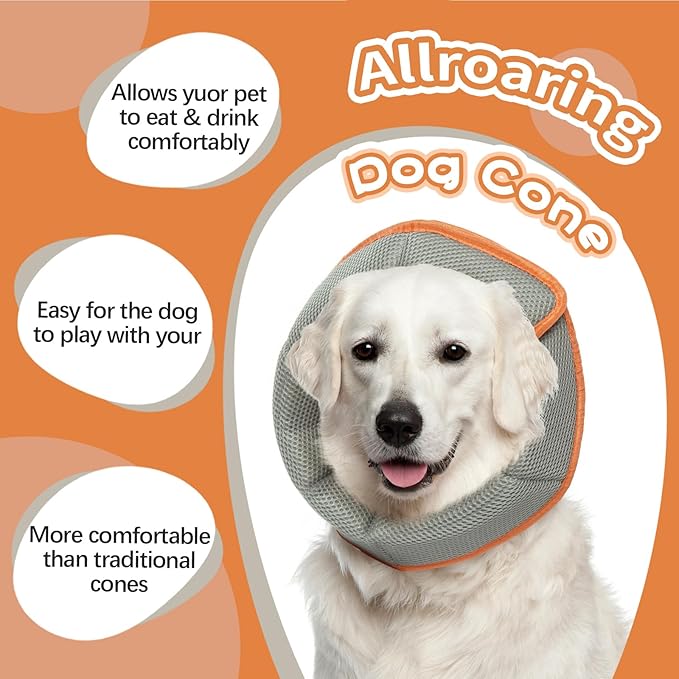 Dog Cone for Large Dogs After Surgery, Soft Dog Cone Collar for Dogs to Stop Licking, Adjustable Comfy E-Collar Alternative Lightweight Post-Surgery Recovery Elizabethan Collar for Pet
