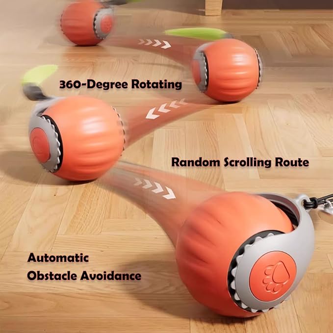 Smart Speedy 3.0 Interactive Cat Ball with Auto Obstacle Avoidance - Indoor Kitten Toy for Mental Stimulation & Playtime Fun ，2025 Edition (Orange)