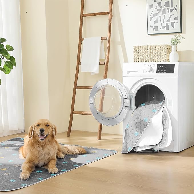 Aitmexcn Washable Puppy Dog Pee Pad, 100% Waterproof Whelping Training Mat for Puppy/Senior Dog, Fast Drying Reusable Puppy Pads for Indoor, Outdoor and Car Travel- 72'' x 72'' Llight Gray 1PC