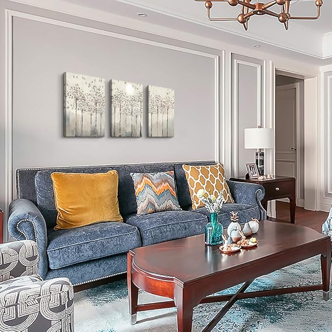 trees and birds Abstract Paintings Canvas Prints Wall Art for Bedroom Bathroom Wall Decor office Artworks Pictures Wall Decorations for Living Room,3 Piece Sunrise and sunset Modern Home Decoration