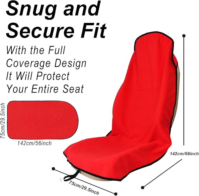 Car Seat Cover Protector Front Seats,for Gym Workout,Running,Swimming,Beach and Hiking,Waterproof Sweat Towel Bucket Seat Covers for Cars SUV Trucks (Red, 2Pcs)