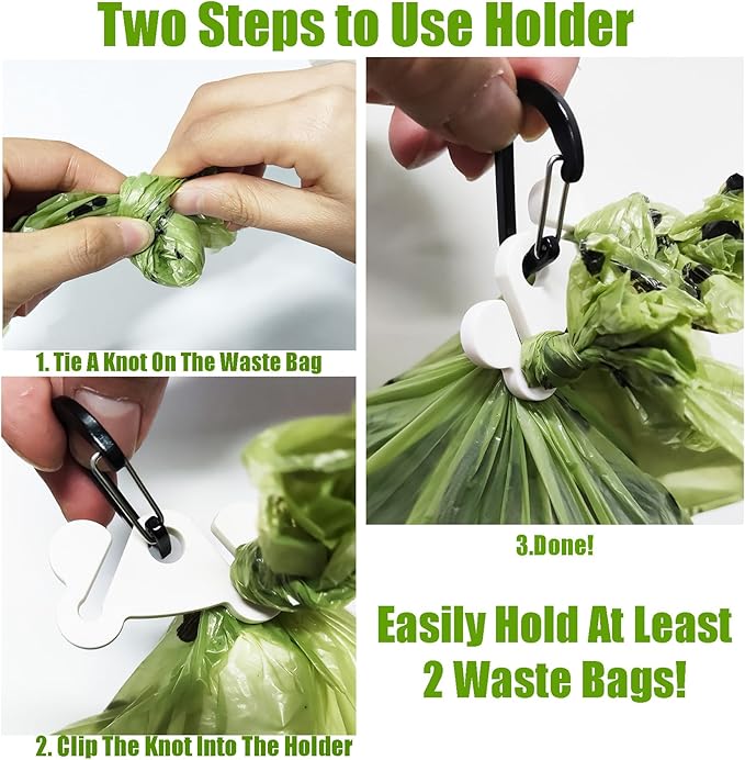 2Packs Dog Poop Bag Holder for Leash Attachment Dog Poop Bag Dispenser Dog Waste Bag Dispensers Dog Poop Bag Holders Fit Dog Leash Accessory With Hand Free Holder Carriers, Black