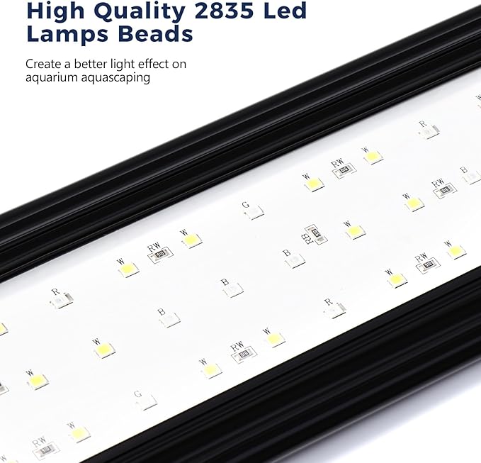 Tatub 19W LED Aquarium Light for 30"-36" Fish Tank, Full Spectrum Fish Tank Light with White Blue Red Green LEDs, 10 Levels of Brightness，Timer Auto On/Off