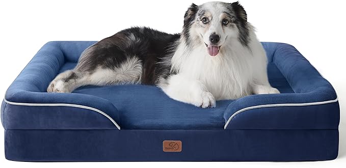 Bedsure Orthopedic Dog Bed for Extra Large Dogs - XL Washable Dog Sofa Beds Large, Supportive Foam Pet Couch Bed with Removable Washable Cover, Waterproof Lining and Nonskid Bottom, Navy Blue