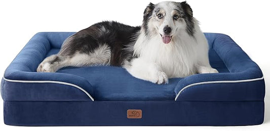 Bedsure Orthopedic Dog Bed for Extra Large Dogs - XL Washable Dog Sofa Beds Large, Supportive Foam Pet Couch Bed with Removable Washable Cover, Waterproof Lining and Nonskid Bottom, Navy Blue