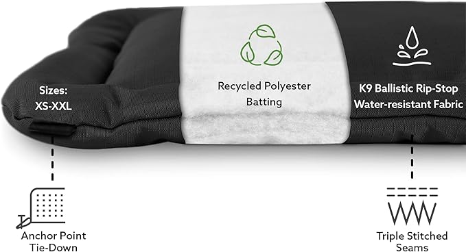 K9 Ballistics Tough Ripstop Dog Crate Pad - Durable & Machine Washable with Non-Skid Bottom and 120-Day Warranty, Fits 30" Wire Crates - Small, Light Gray Velvet