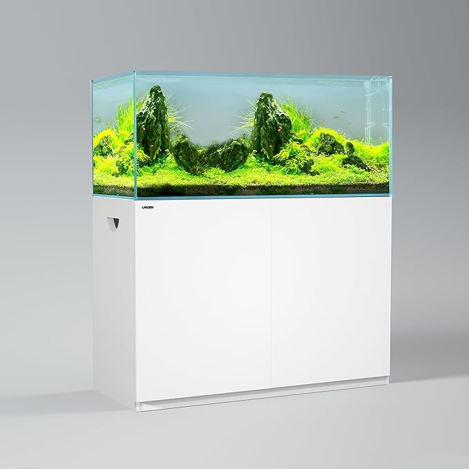LANDEN Aquarium Stand and Cabinet, for up to 105Gal Tank, Fish Tank, Nano Foam Leveling Mat Included, Contemporary and Simple Design W47.2xD23.6xH31.49 in Wooden Matte White Painted (Stand Only)