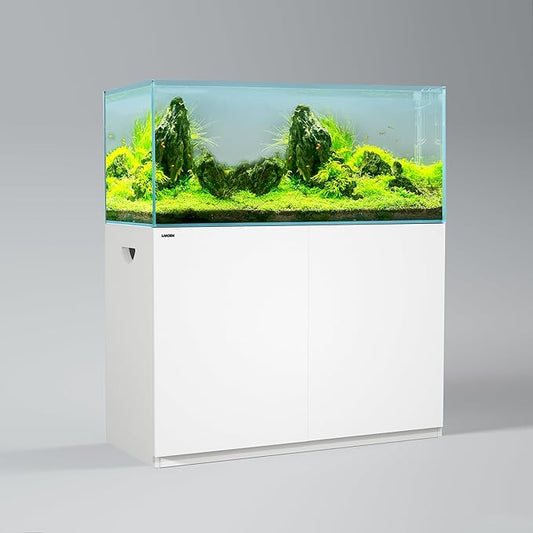 LANDEN Aquarium Stand and Cabinet, for up to 105Gal Tank, Fish Tank, Nano Foam Leveling Mat Included, Contemporary and Simple Design W47.2xD23.6xH31.49 in Wooden Matte White Painted (Stand Only)