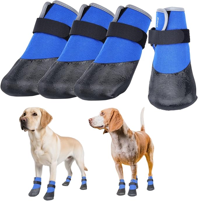 Dog Shoes Lightweight Dog Boots-Breathable Knitted Paw Protector with Adjustable Strap for Hot Pavement, Rain Walking, Hardwood Floors Anti Slip Reduce Noise, Prevent Licking Paws(Blue,XL)