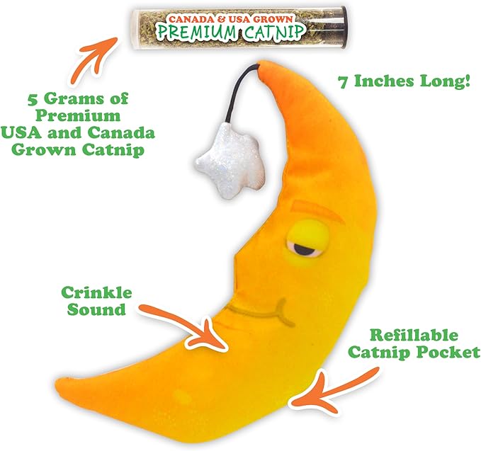 Meowijuana Sleepy Time Bundle | Get Hung Refillable Moon and Stars Toy and Mice Dreams Catnip Blend | Promotes Play and Cat Health | Includes North American Organic Catnip