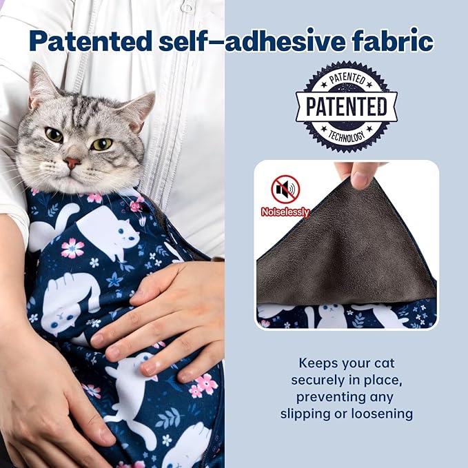 Paw Legend 27.6" Cat Wrap for Grooming Cat Wrap for Cutting Nails Cat Restraint for Nail Clipping Self Adhesive Blanket Restraint Cloth for Cats Within 15lbs