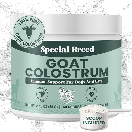 Special Breed Goat Colostrum for Dogs and Cats, Immune Support Supplement for Allergy and Itch Relief, Grass Fed Colostrum Powder (60 Grams)