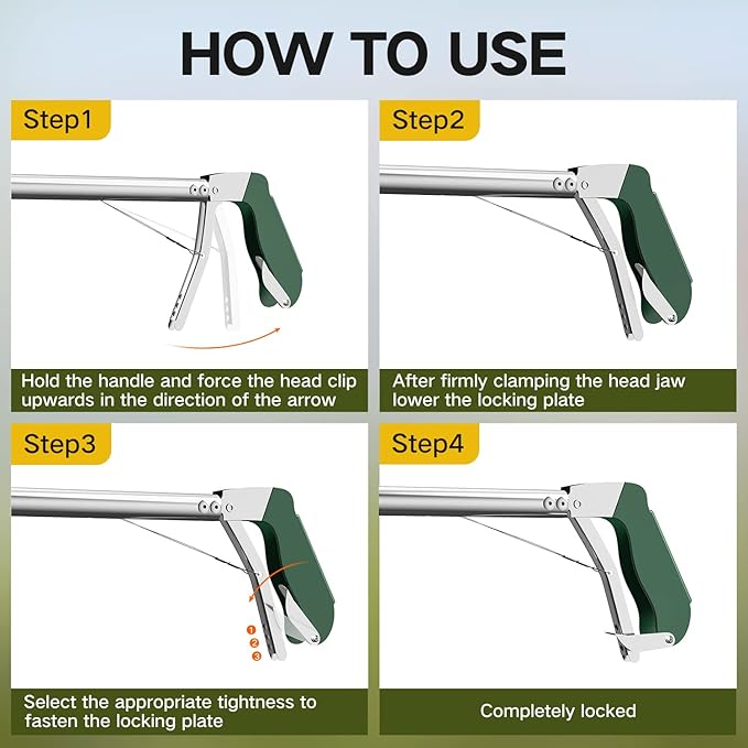 78“ Snake Tongs Collapsible Grabber, Professional Reptile Snake Catcher Wide Jaw Handling Tool, Stainless Steel Snake Hook