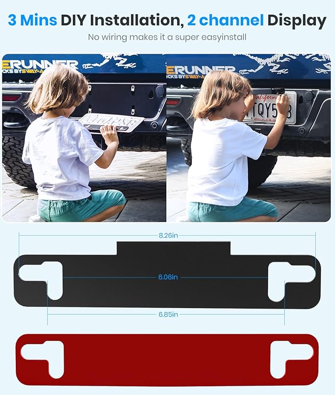 AUTO-VOX Solar Wireless Backup Camera:5" HD 1080P Monitor,3 Mins DIY Installation & 5000 mAh Battery Powered Solar Back Up Camera Systems, IP69K Waterproof Reverse Camera for Car, Van, Truck, Trailer