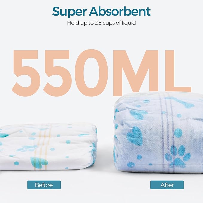 Male Dog Wrap, Disposable Dog Diapers, 40 Count, S (Waist 16.5”-19.7”), Wetness Indicator, Ultra Protection, Leak Proof, Super Absorbent, Soft