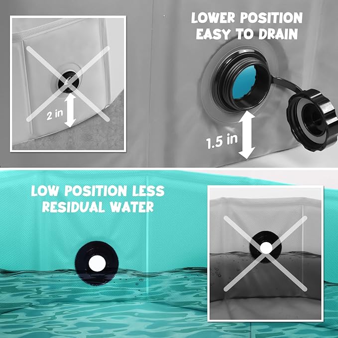 Furrybaby Dog Pool, Kiddie Pool with Hard Plate Collapsible Pet Bath Foldable Swimming Pet Pool Portable Grey 39''