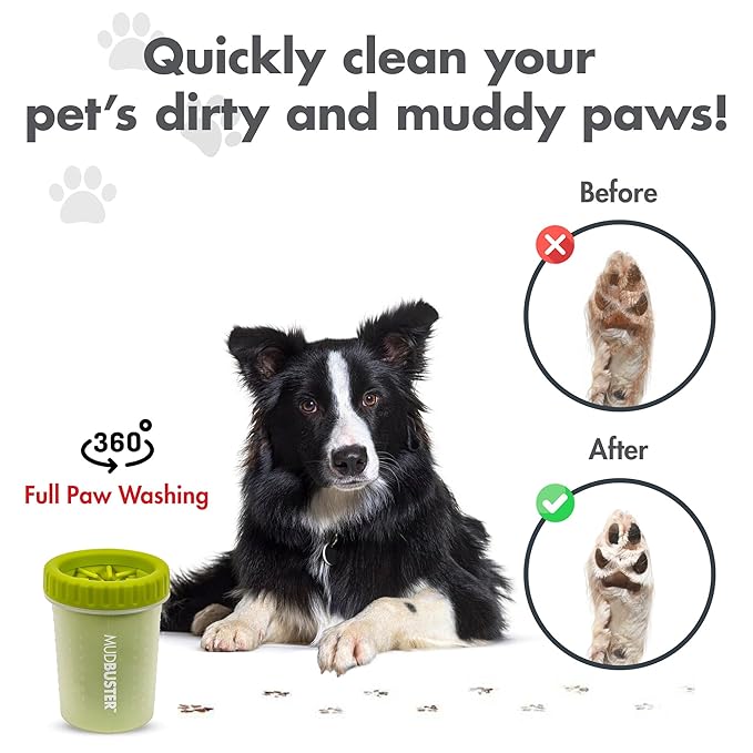 Dexas MudBuster Portable Dog Paw Cleaner, Medium, Green, PW710383